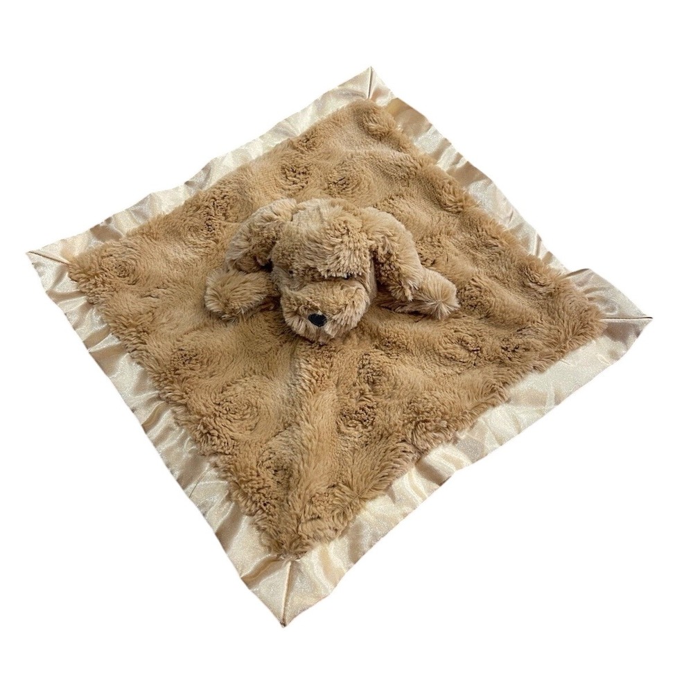 Cloud Island Target Tan Brown Puppy Dog Baby Blanket Cream Satin Trim Lovey 2021